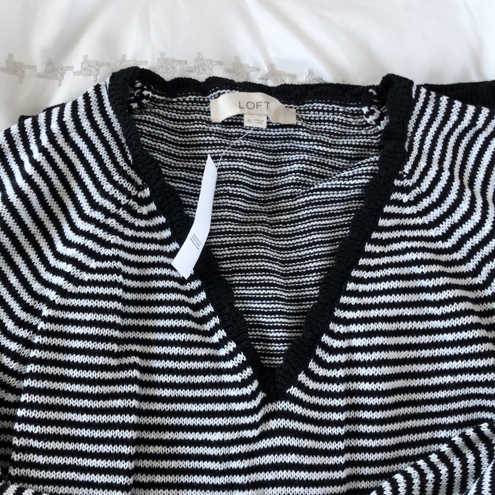 LOFT black and white striped sweater
